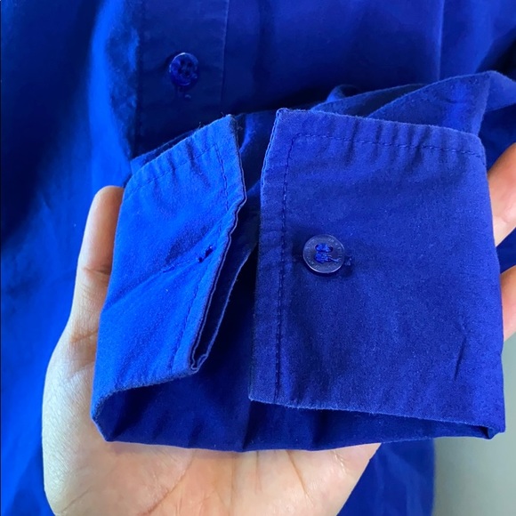Blue button up (stretchy material) - Picture 3 of 4